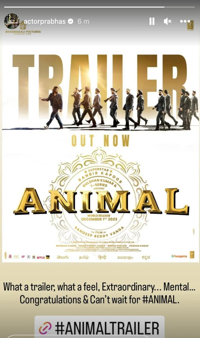 Prabhas just dropped the most Mind blowing animal trailer